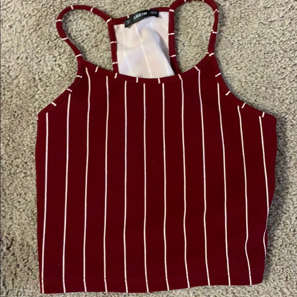 Red with white stripes cropped tank